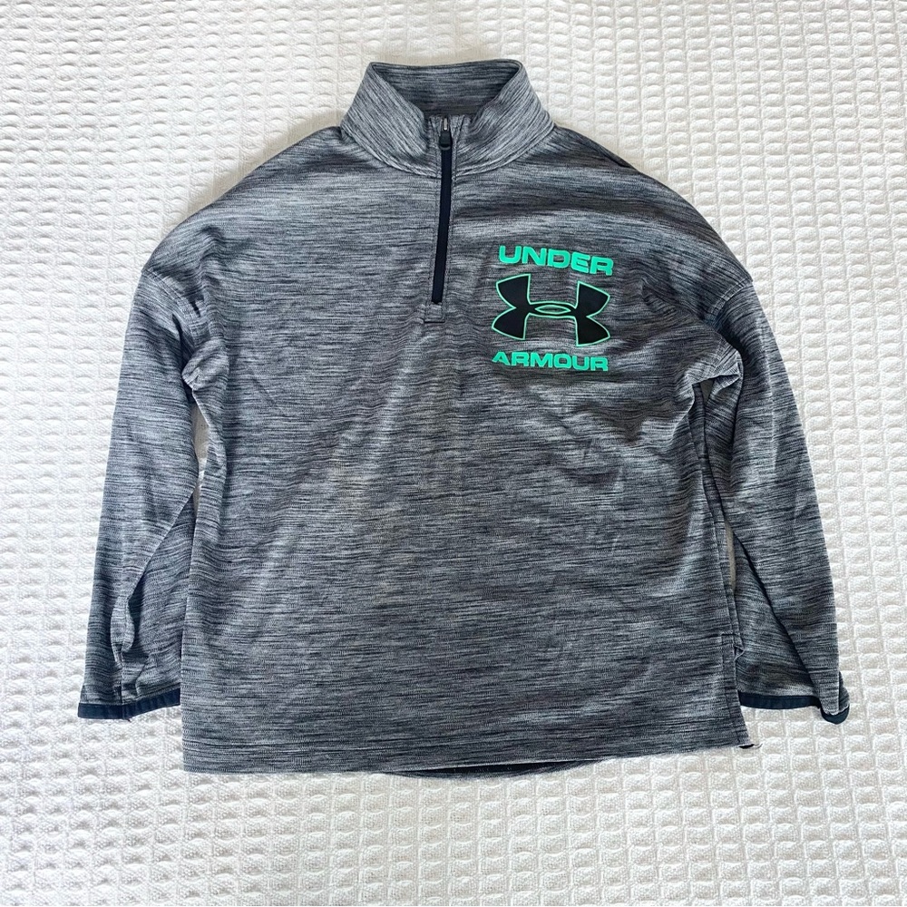 Under Armour Black and Gray Quarter-Zip Pullover youth XS